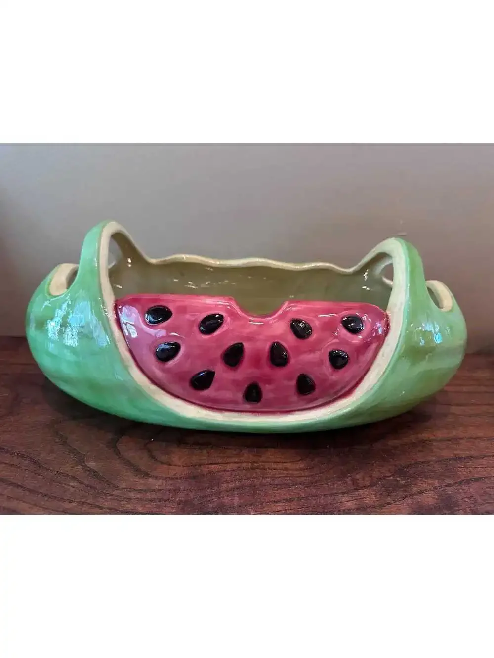 Ceramic Watermelon-Shaped Bowl with Handles